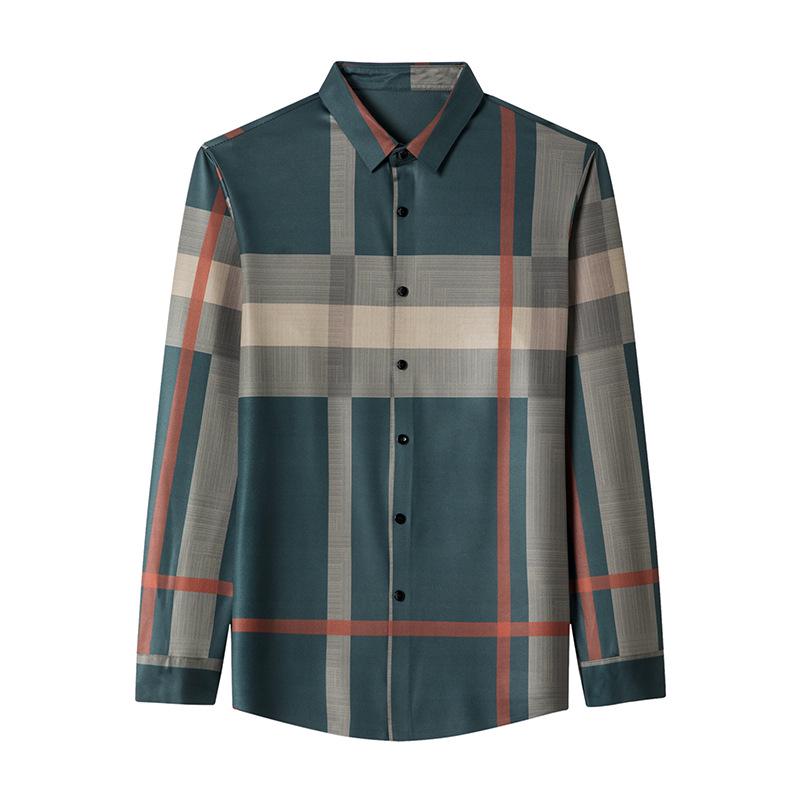 Men's Spring Plaid Long-Sleeve Business Casual Shirt