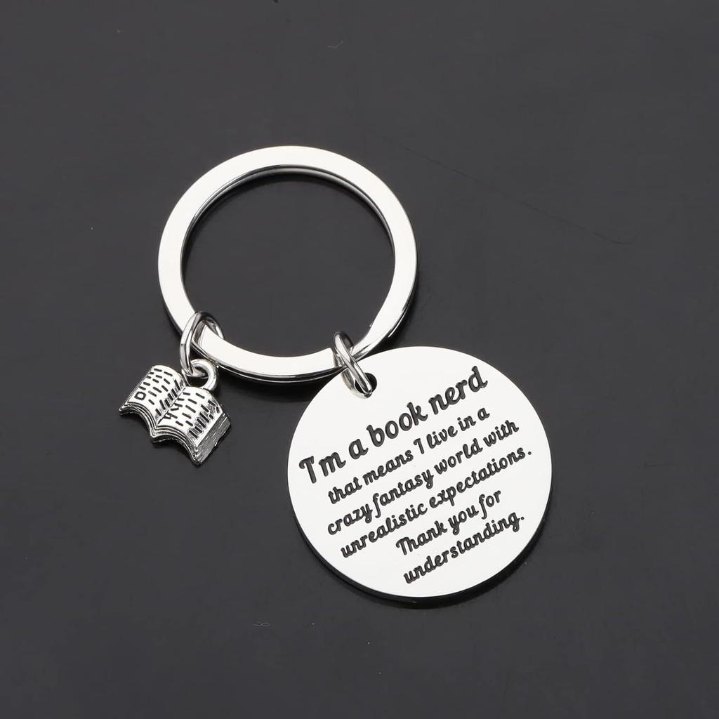 Reading Book Stainless Steel Keychain Book Lover Design Fashion Student Bag Pendant Practical Learning Gift
