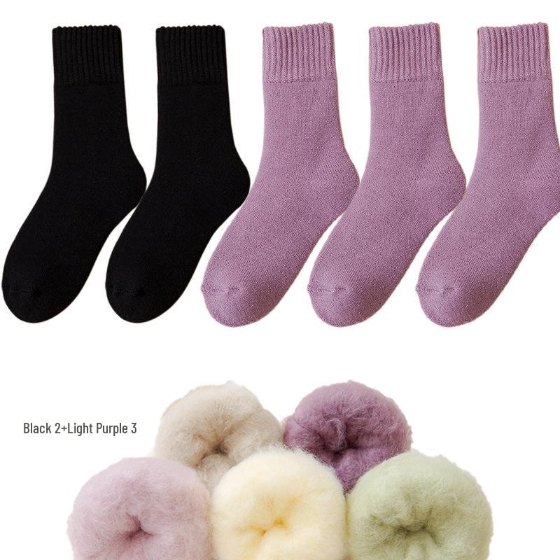 Dámské fleecové ponožky střední délky Zhuji - Silný samet, teplé a pohodlné na podzim/zimu, ideální na spaní nebo lenošení