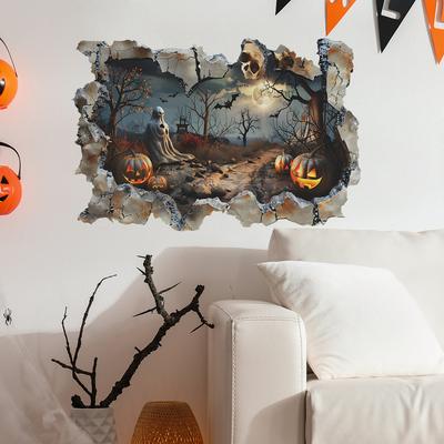 Halloween Gebrochen Wand Schädel Fledermaus Kürbis Schlafzimmer Wohnzimmer Hause Dekoration Wand Aufkleber