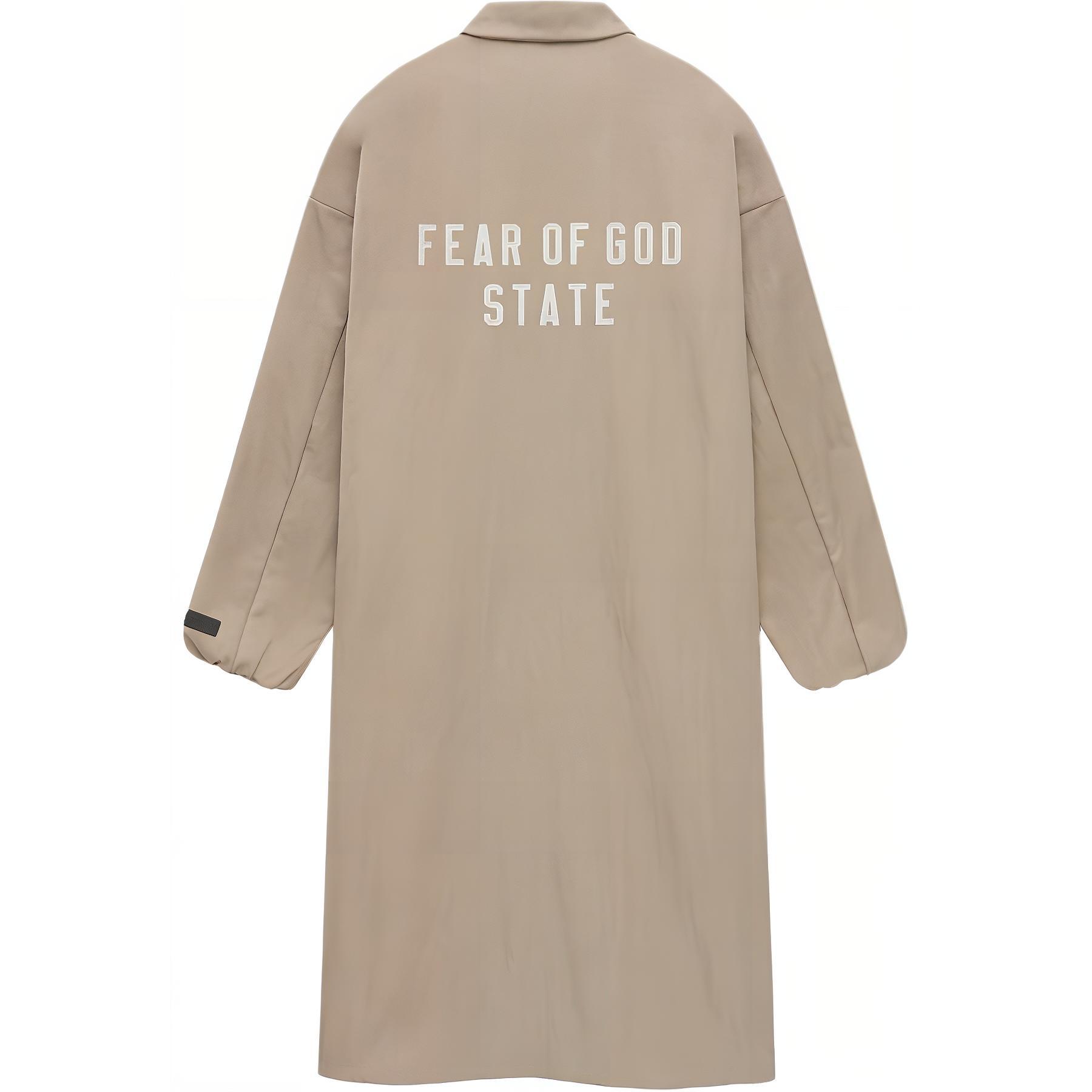 Fear Of God Essentials Textured Nylon Trench Coat With Letter Print Men Coats Desert-Sand 202HO246347F XXS