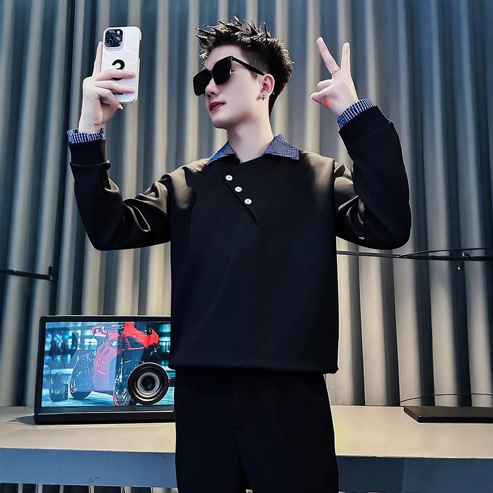 

Мужской свитер-двойка, осенне-зимний дизайн, пальто с лацканами, новое мужское пальто XXXL чёрный