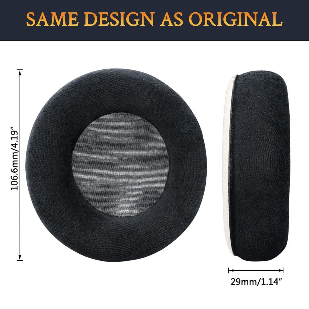 SOULWIT Replacement Ear Pads/Cushions for AKG K701, K702, Q701, Q702, K601, K612, and K712 Headphones, Soft Velour Headset Compatible, Black