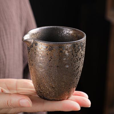 Coarse Pottery Fair Cup Tea Leak with Tea Filter Set Japanese Retro Ceramic Kung Fu Tea Set Tea Sea Uniform Cup Tea Dispenser
