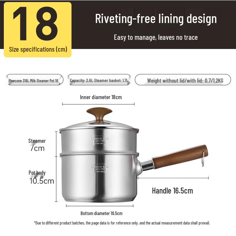

COOKER KING 316L Stainless Steel Milk & Steamer Pot