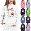 Kids Halloween Hoodie and Pants Set Ghost Print Pullover Hooded Sweatshirt and Elastic Waist Pants Comfortable Fit for Children