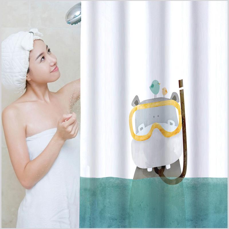 Bathroom Thickened Waterproof Curtain Mildew Proof Shower Curtain Shower Partition Curtain Shower Curtain Bathroom Curtain Free Perforation