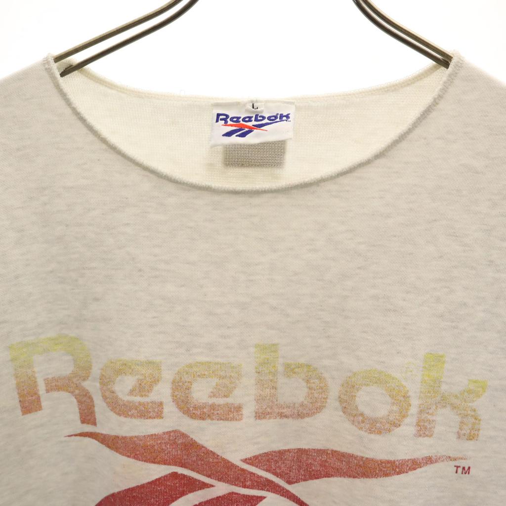 Reebok 90er Jahre Altes Französisches Ärmel Sweatshirt T-Shirt L grau Damen Gebraucht