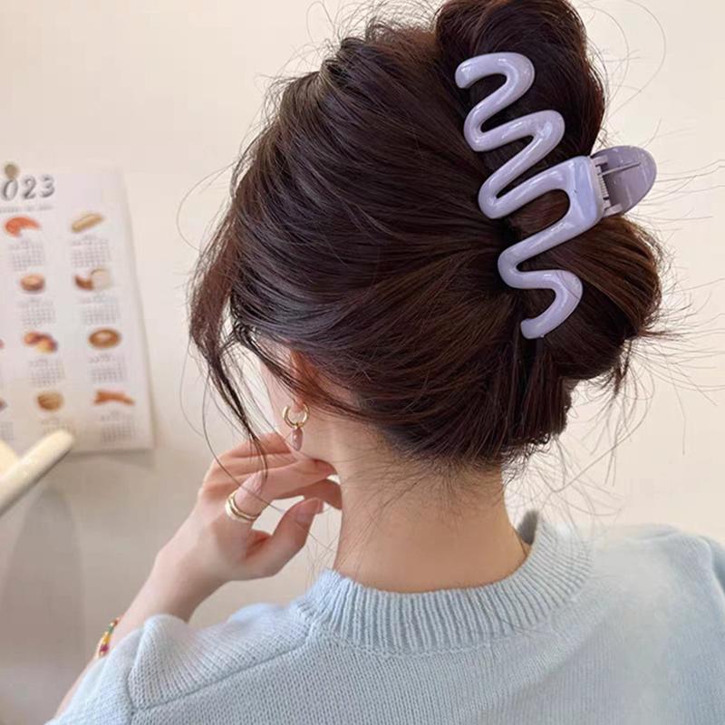 Pinza para el pelo con forma de onda geométrica de color cremoso de dopamina, pinza para el pelo para mujer y niña, accesorios para el cabello con cola de caballo
