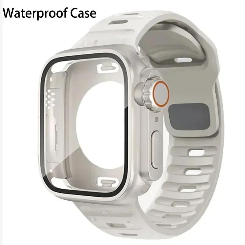 360 Waterproof Case+Silicone Strap for Apple Watch 9 8 7 Band Appearance Upgrade Ultra 49mm Iwatch Series 8 7 6 SE 5 4 3 2 1