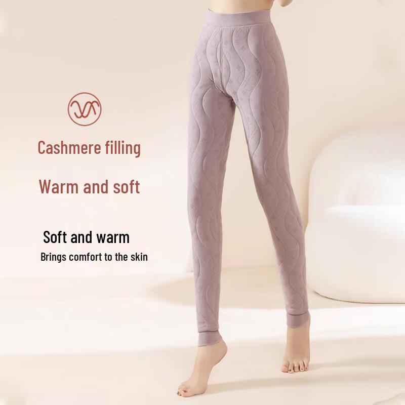 LANGSHA Leggings termici groși cu talie înaltă pentru femei, cu căptușeală 100% lână