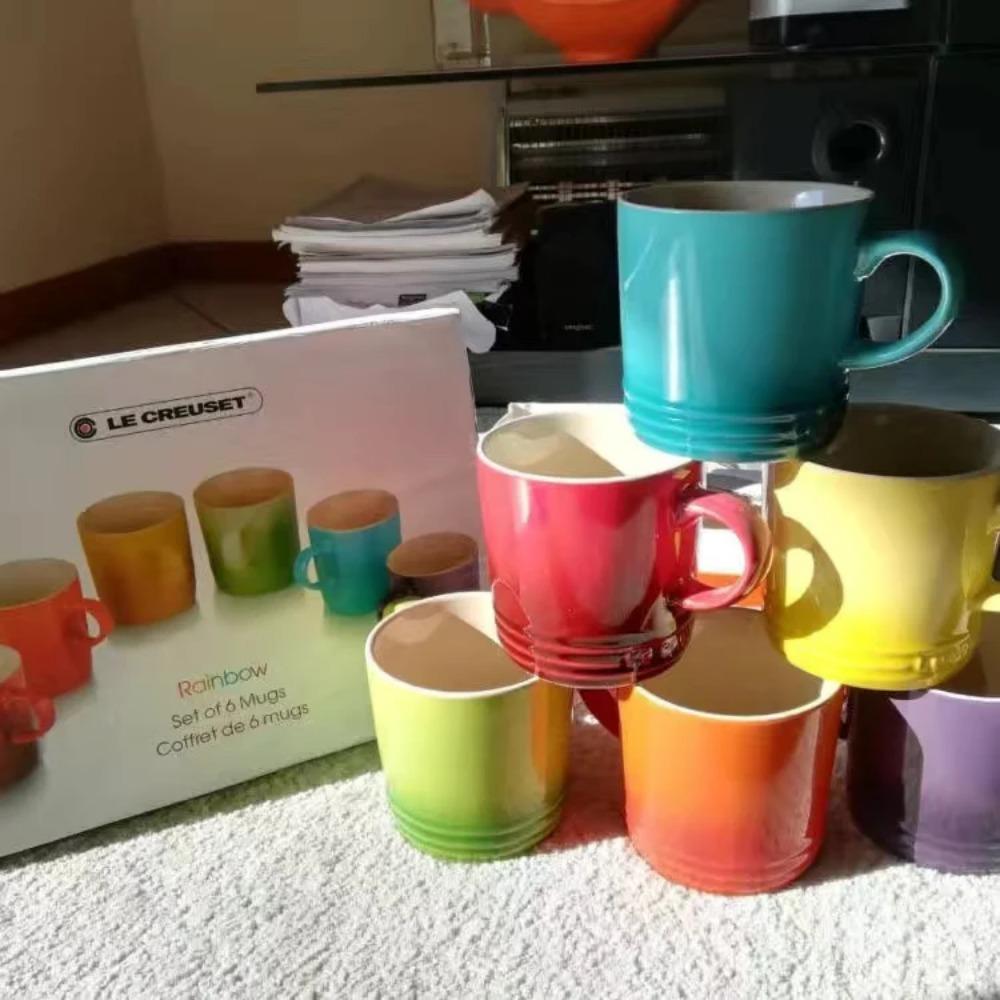 

Набір із 6 гуртків Le Creuset Cool Color Rainbow 350-400 мл Чашка для молока Чашка для води Європейська Стильна Подарункова коробка Fre Тренд Ручна робота Емальований посуд