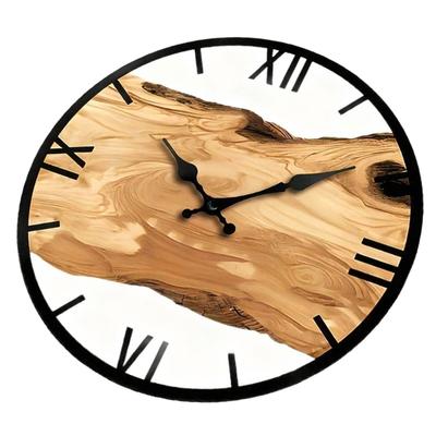 Natur Wanduhr mit leisem Uhrwerk Zeitgenössische Metallmischung Dekore