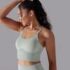 Solid Color Cross Back Sports Bra, Tight Fitting, Shock-absorbing, Gathering, High-strength Vest, Yoga And Fitness Bra For Women