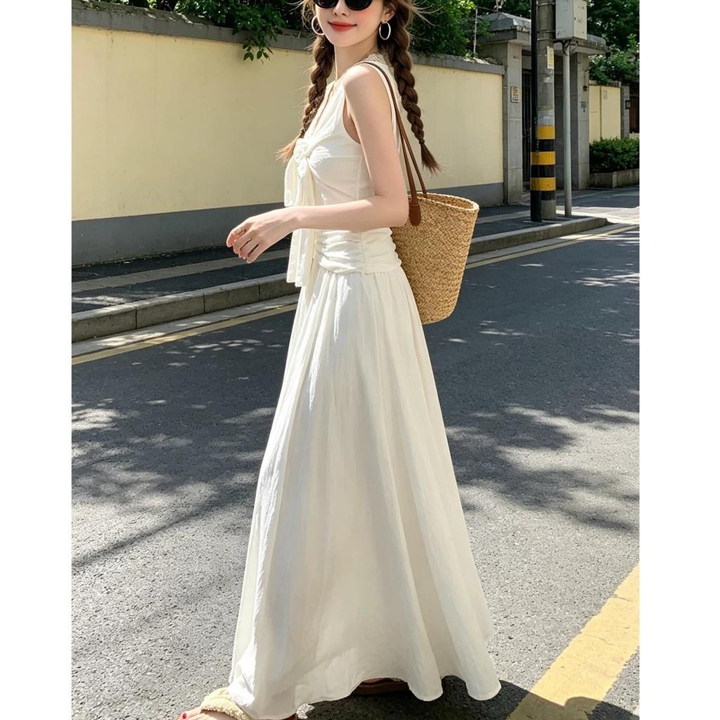 Gentle White Dress for Women, New French Long Skirt for Summer, Very Beautiful, Fits Petite Figures In Summer