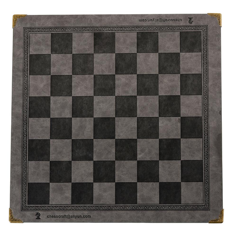 33CM/ 13Inch PU Leather Chessboard Unique Design Portable Board Game Accessory Metal Corner Guards Gift Box Packaging