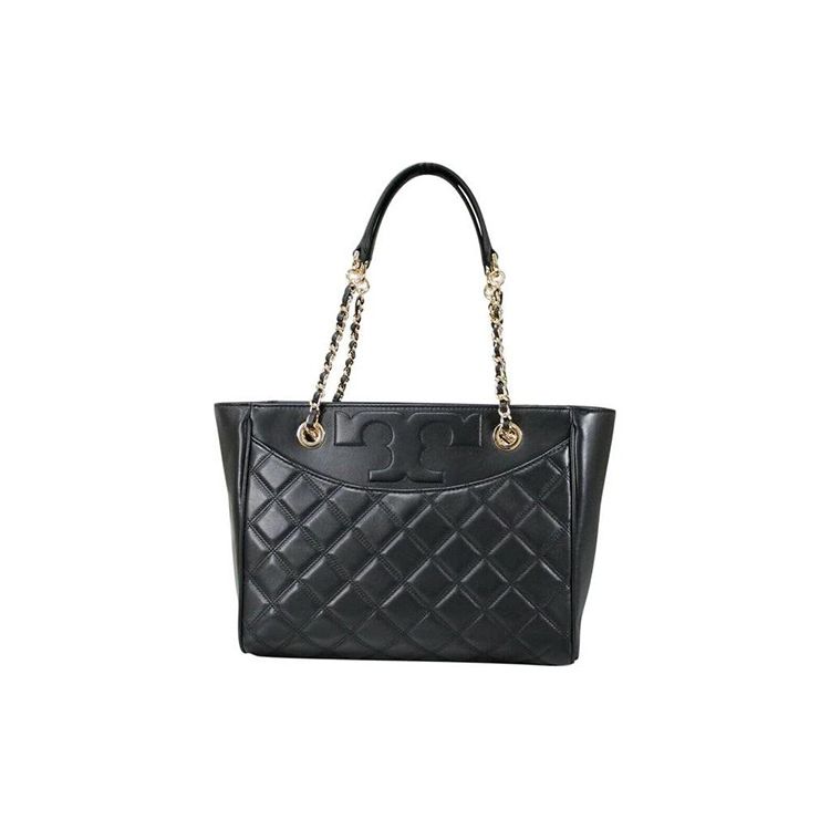

Tory Burch Savannah Quilted Leather Tote Bag Women tote Black 64216-001 Basic Set (Bag+Dust Bag)