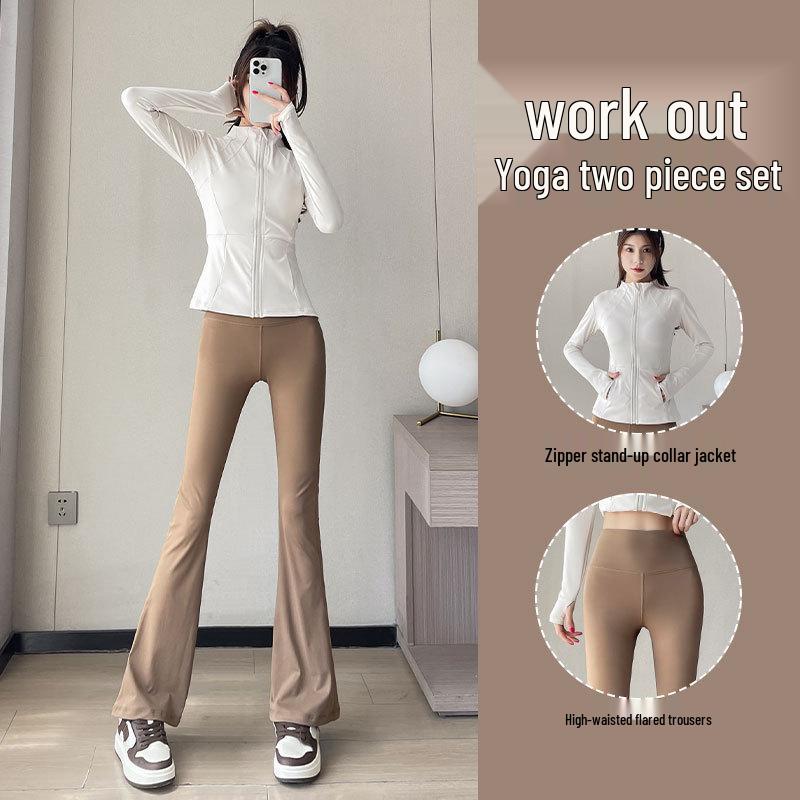 Women's 2024 High-End Yoga Suit: Advanced Pilates Fitness Jacket & Micro Flare Pants