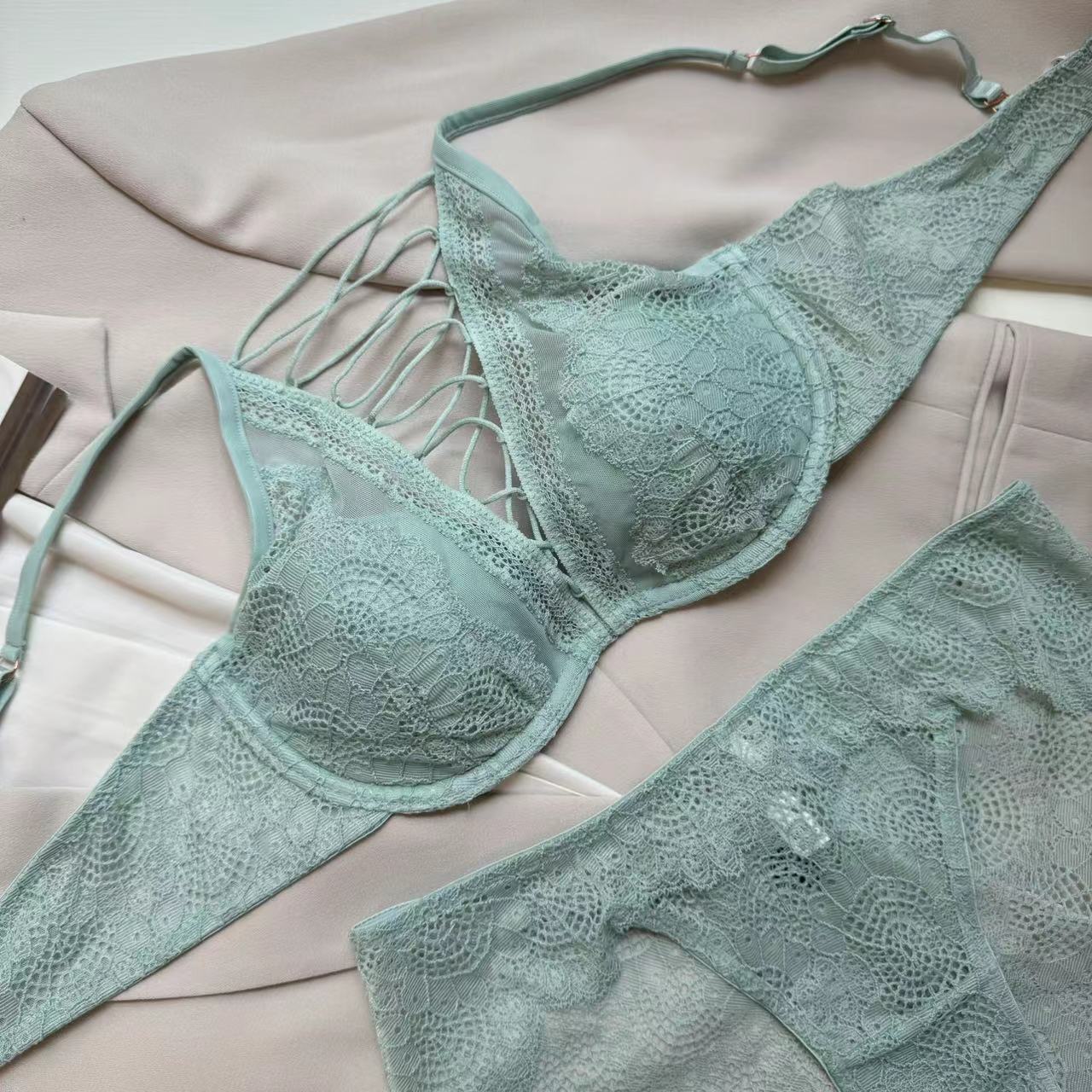 

Французский эстетический балетный стиль, кружевной комплект, женское сексуальное нижнее белье, Spice Girl, модный дизайн, нижнее белье, костюм, новый XL зелёный