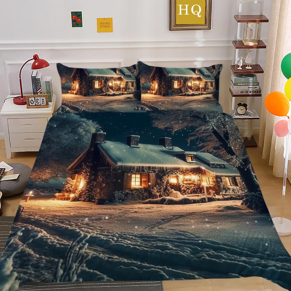 Crăciun Imprimat Home Lenjerie Queen Size Poliester Lenjerie de pat Copii Cuverturi Drăguțe de Înaltă Calitate