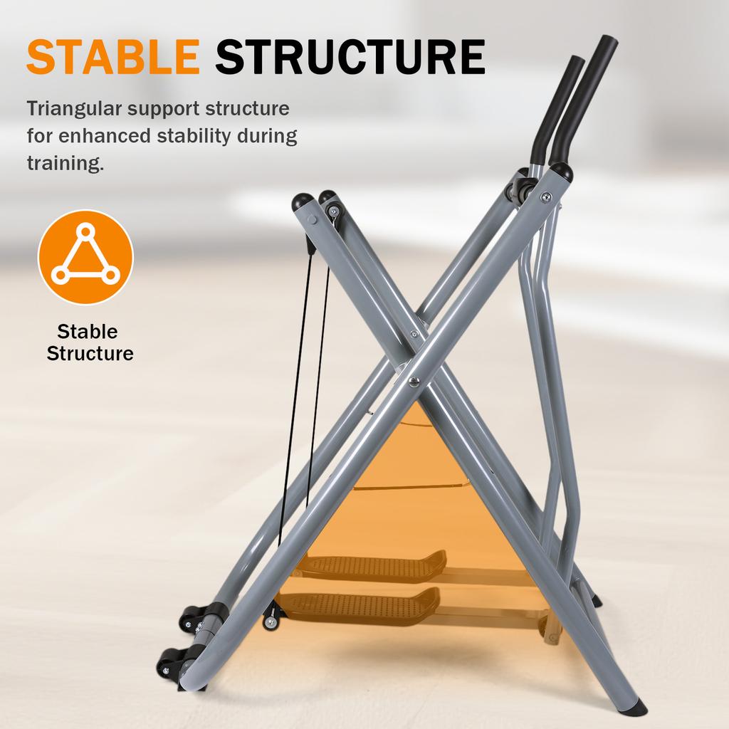 Space Walker Aerobic Stepper Air Walker Exercise Machine W/ Adjustable Resistance Compact Folding Exercise Climber for Home Gym