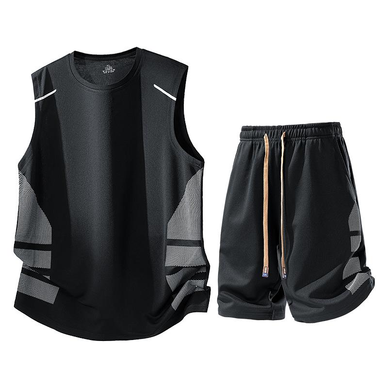 Men's Summer Casual Running Speed Dry Ice Silk Sports Set Men's Two Piece Set