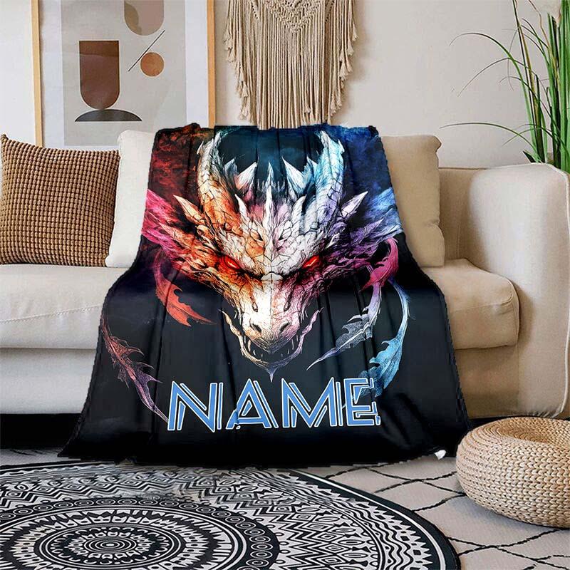 Fierce Dragon Customize Your Name Blanket Used For Chair Office Sofa Bed Camping Soft And Warm Giving Friends And Relatives Birthday Graduation Gift