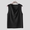 INCERUN Men Swing Collar Sleeveless Semi-Sheer Waffle Texture Fitted Tank Tops