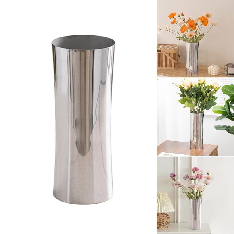Stainless Steel Flower Vase Polished Flower Holders Modern Elegant Homes Decoration, Durability Table Centerpieces