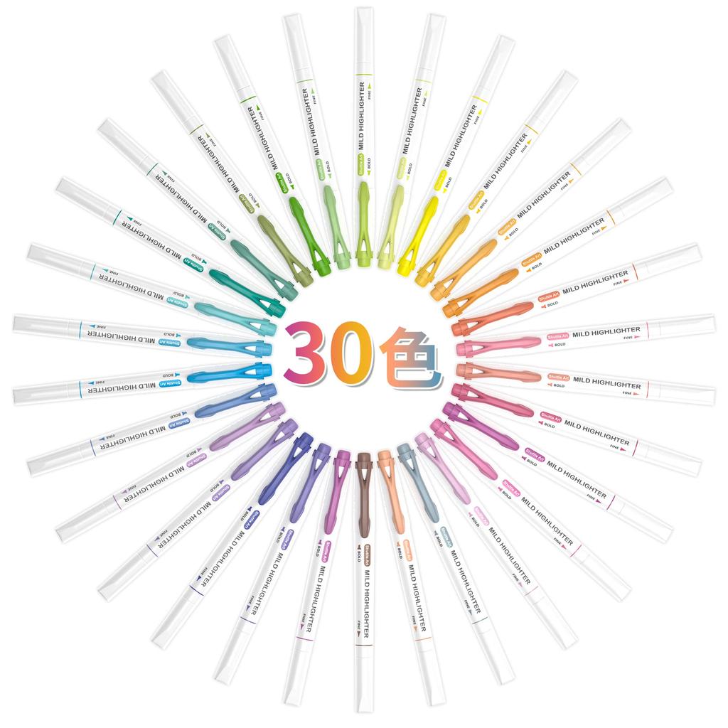 Shuttle Art Highlighter Mjuk 30 Highlighter Linje Pastell Extra Mejsel Snabb För Dagbok Kontor Set, Färg, Färger, Markör, Markör, Vattenbaserad, Färger,