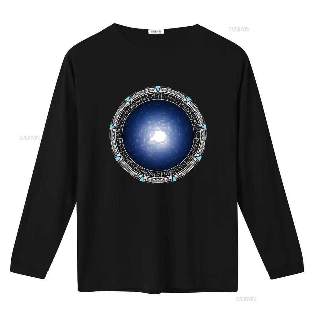 Stargate Atlantis Inspired Colorful Adult T Shirt Sci Fi Portal Design for Fans vintage Washed Slightly streetwear Stylish