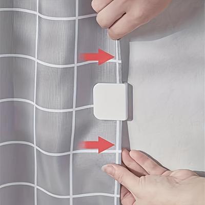 Innovative Design Shower Curtain Clips Set - Splash-proof, Self-Adhesive, Plastic - Easy Installation, Stylish Bathroom Decor Accessories 1/2/4 Pieces