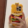 3D Söt Tecknad Hamburgare Mjukt Silikon Telefonskal För iPhone 13 14 1516 16 Pro Max Baksida Skal Hud För iPhone 16Pro 15Pro