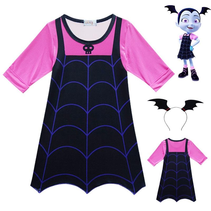Cartoon Girls Vampirina One Piece Sweat Dress Holiday Party Cosplay Costume