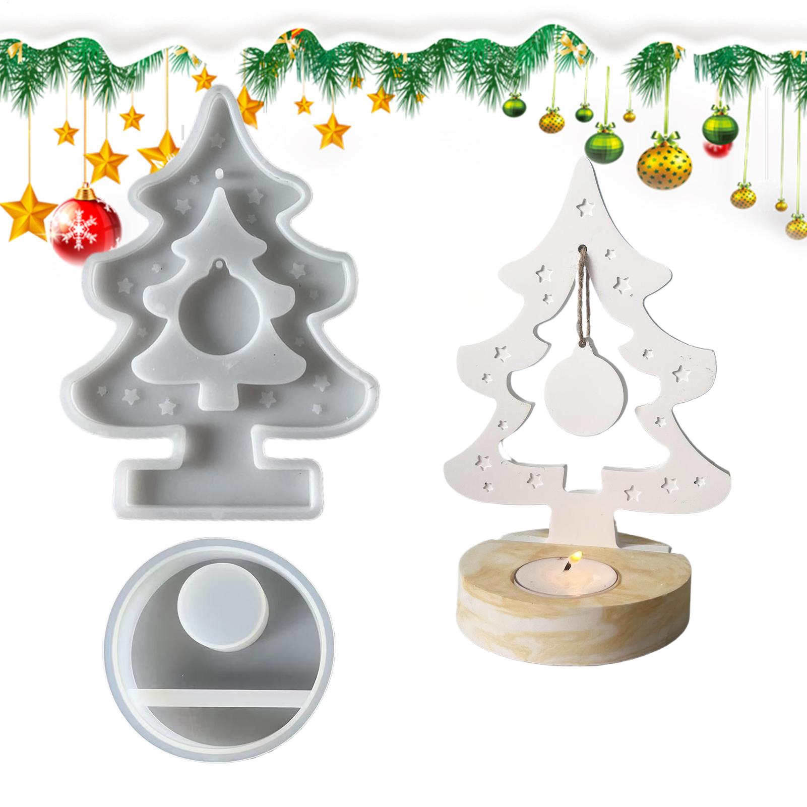 Tealight Candle Mold Christmas Tree Tealight Candle Holder Silicone Molds 2 Pieces Plaster Mould Art Craft For Wedding China Mainland
