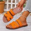 Flat Bottom Women's One-word Sandals 2025 Large Size Summer New Round Head Comfortable Flat Bottom One-pedal Cool Slippers