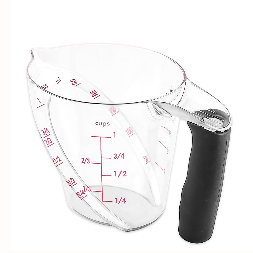Yowodana Angled Measuring Cup 250ml - Measuring Cup, Wide Measuring Cup, Heat-Resistant Glass, Dishwasher Safe, Non-Slip Handle, Drip-Free, Easy To