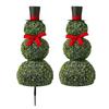 Christmas Snowman Topiary Artificial Snowman Shaped Topiary Tree Pot with Red Bow Santa Hat for Indoor Outdoor Home Porch Yard Holiday Decor