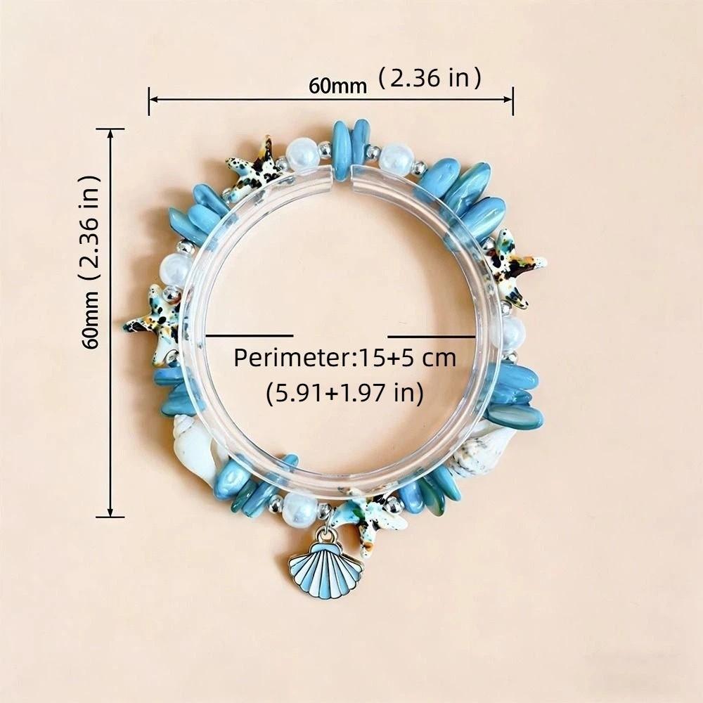 Vintage Ocean Sea Series Shell Starfish Bracelet Pearl Colorful Beach Beads Bracelet Wristband Adjustable Summer Bangle Vacation