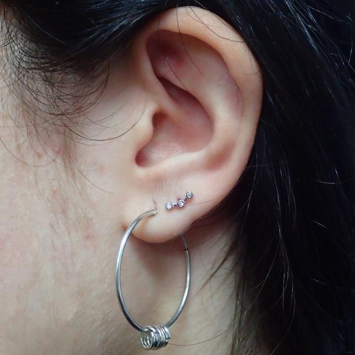 Boucle D'oreille - LUXENTER - Moyenne - Argent 925 - Zirconium - Courbée