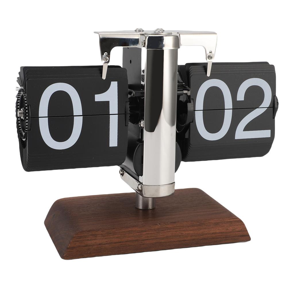 Flip Desk Clock Vintage Large Number 24 Hours Auto Flip Down Mechanical Clock for Home Living Room