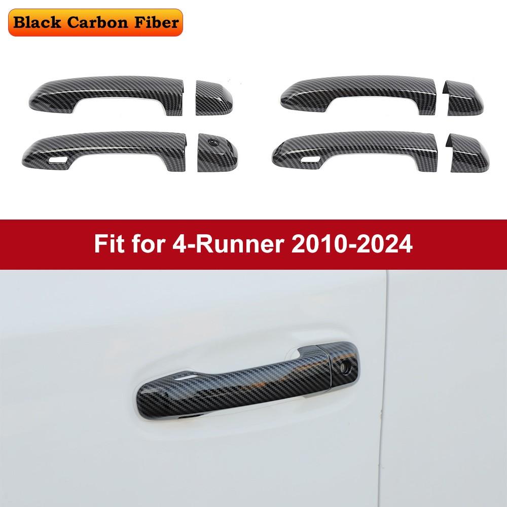 4PCS Carbon Fiber Door Handle Cover Trim for 4Runner 2010-2024 W/Smart Key Holes