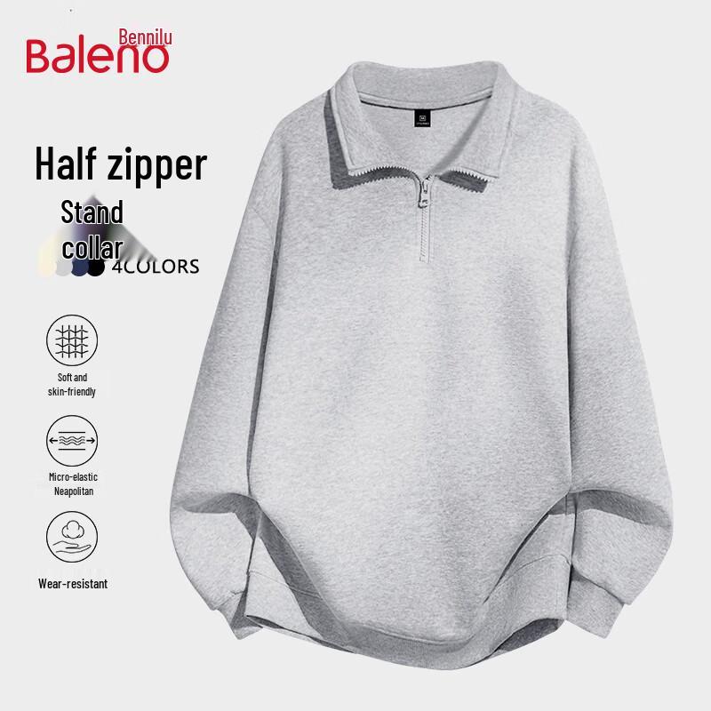Baleno Men's Stand-Collar Half-Zip Loose Sweatshirt