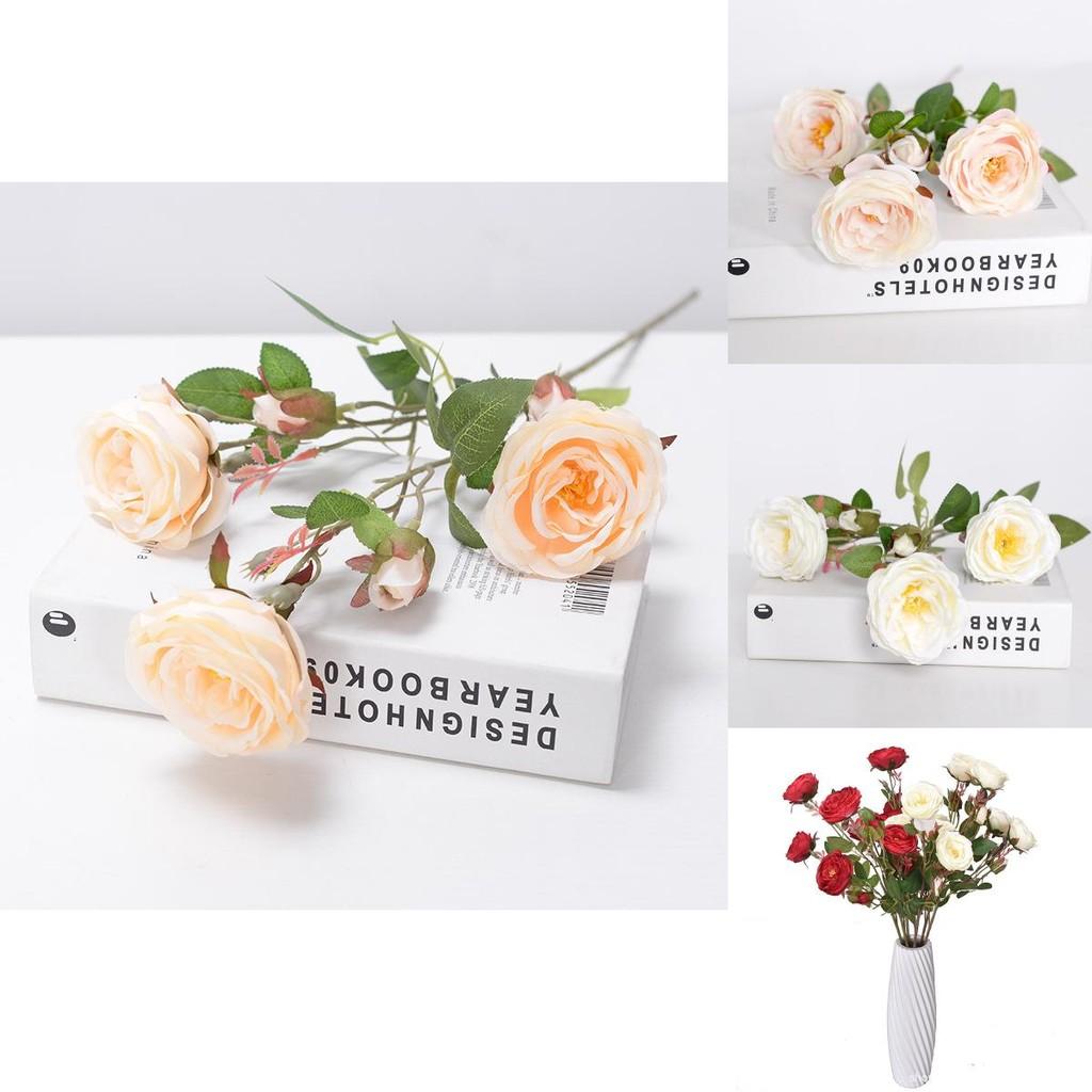 Handmade Silk Rose Six Head Artificial Flower For Party Venue Hotel Home Interior Decor