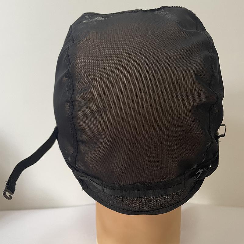 Krajková paruková čepice na výrobu paruk 56 cm s nastavitelnými ramínky Stretch tkaní čepice do U Černá Dámská kupole síťky na vlasy Klobouk