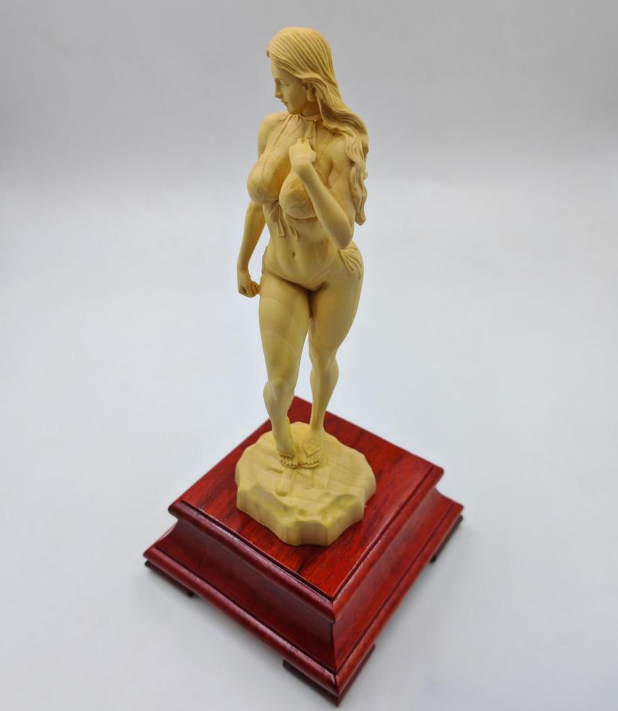 Wooden carving figurine Nude fine wooden total height [Goddess/Beautiful Girl] figure, art, sculpture, boxwood, 25.5cm