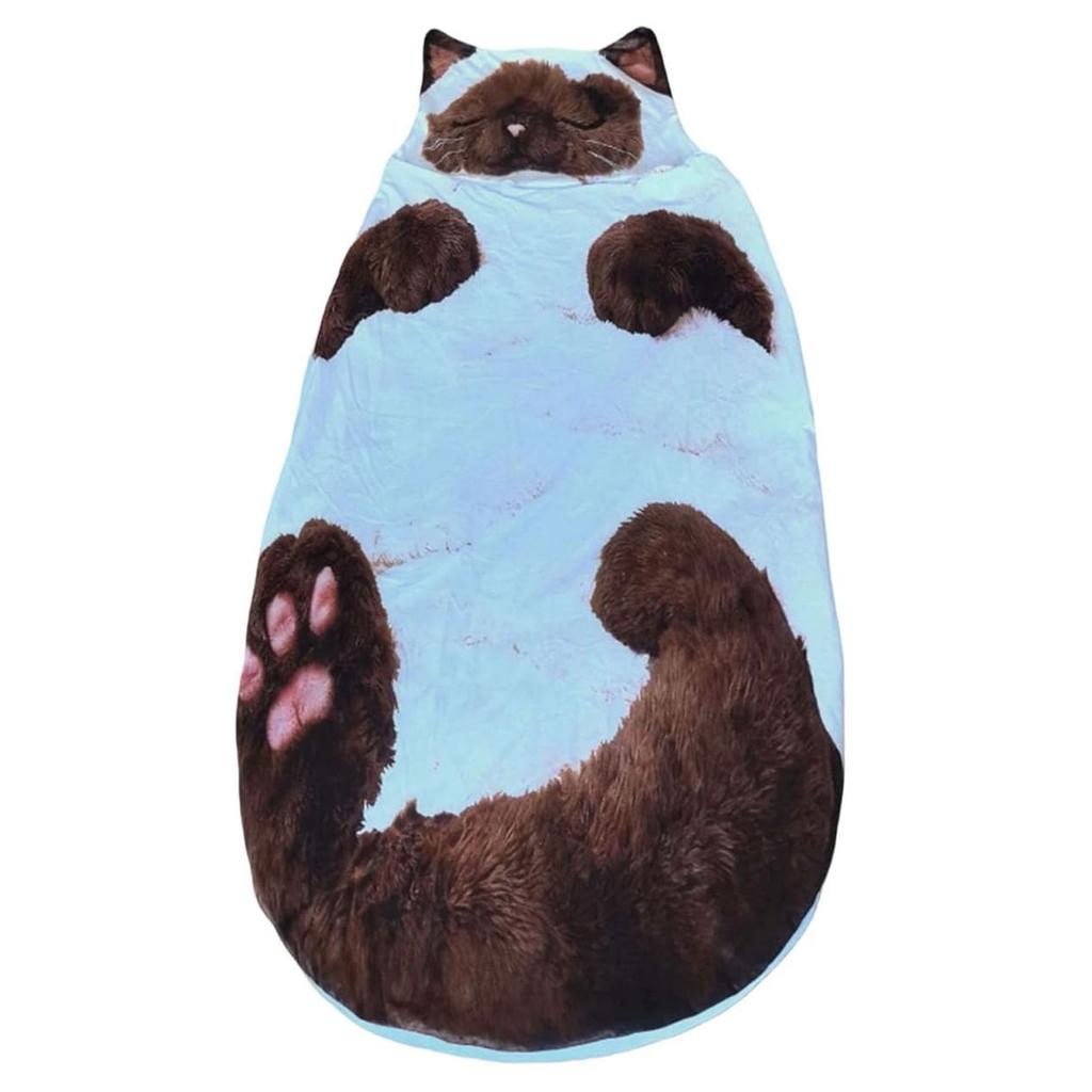 68.9x31.5Inch Plush Envelope Sleeping Bag Cat Pattern Camping Sleeping Bags for Home Lounging Outdoor Camping Machine Washable
