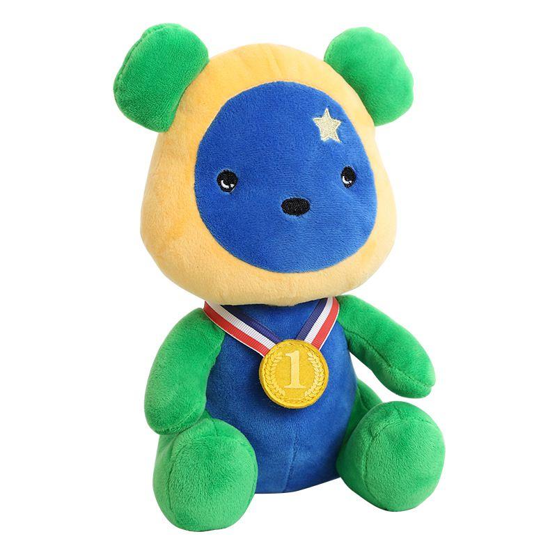 

Золотая плюшевая медаль плюшевый мишка Бразилия Великобритания флаг узор мягкая кукла футбол подарок фанат Brazil