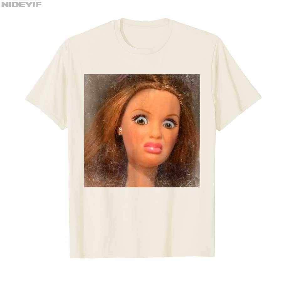 Camiseta Meme Rosto de Boneca Engraçado Repugnante Para Homens Mulheres 100% Algodão Camisetas Tops de Manga Curta P417