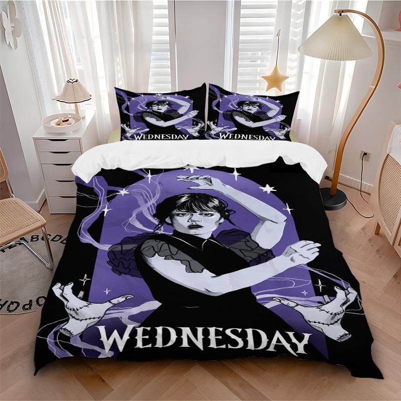 Set Biancheria da Letto Mercoledì Addams Copripiumino Regalo per Camera da Letto, Include 1 Copripiumino e 2 Federe, Senza ImbottituraB460